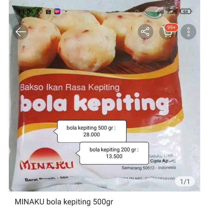 

Minaku bola kepiting 500gr