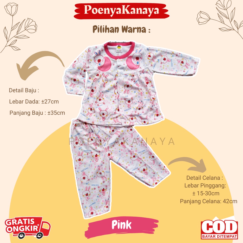 Setelan Baju Bayi Piyama Bayi Panjang MOON RABBIT Rifky Size 3-12 Bulan SPY117