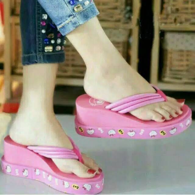 SH_Sendal Wedges Wanita Hello Kitty