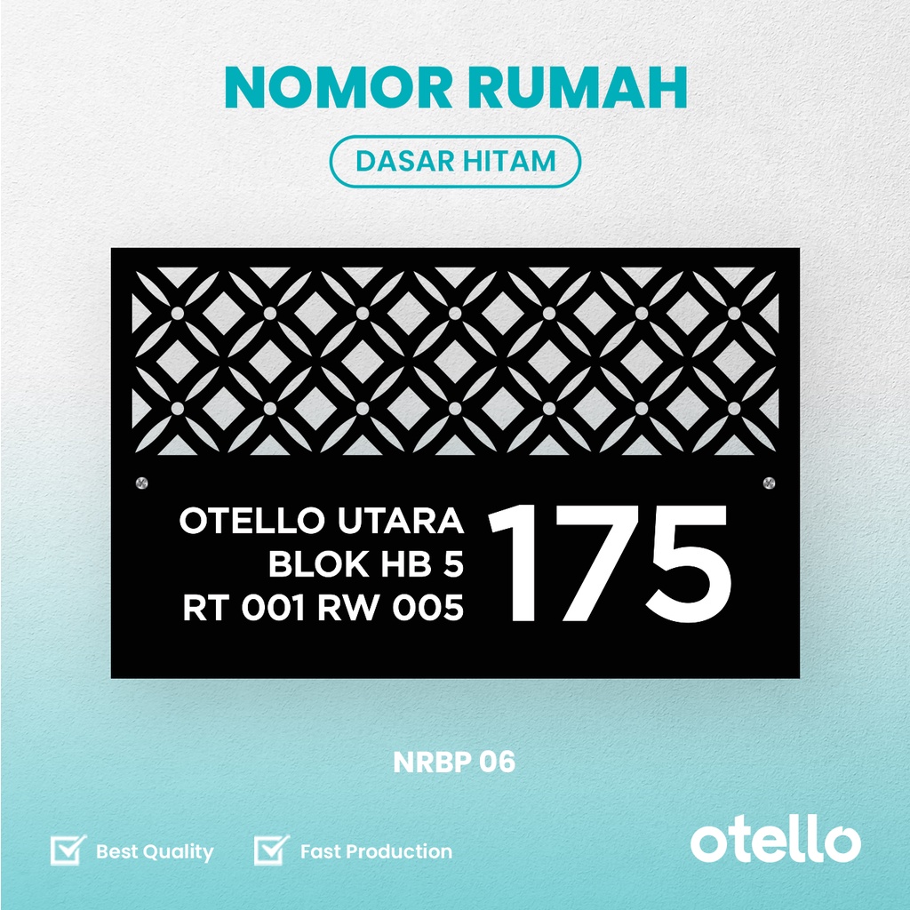 Otello Custom Papan Alamat Rumah Akrilik Laser Bolong + UV | Nomor Acrylic 06 Minimalist Modern