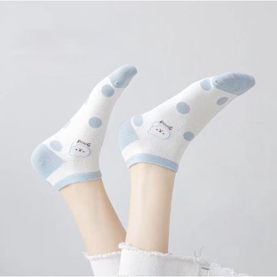 RAB KK206 Kaos Kaki Wanita Motif Beruang Biru Muda Kaos Kaki Pendek Fashion Korean Unisex Semata Kaki