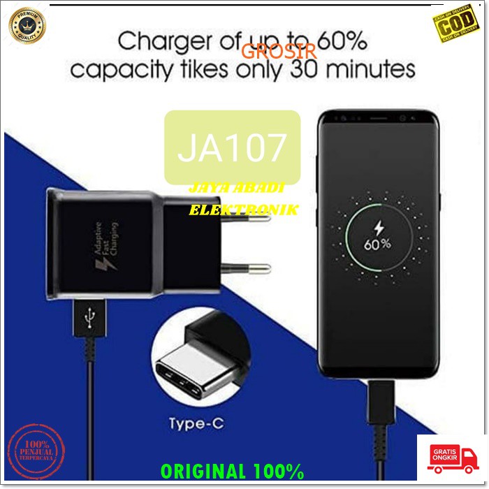 J107 SAMSUNG CHARGER TYPE C TIPE C S10 SUPER FAST CHARGING ADAPTOR TRAVEL ADAPTER ANDROIT CHARGE J107  charger s10 note 10 ten kabel data usb tipe c type adaptive super fast charging adaptor travel adapter androit cas casan quick charge quallcomm