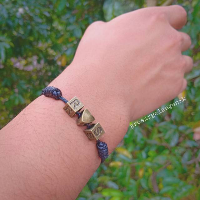 Love Bronze Bracelet Gelang Nama Gelang Inisial Custom Handmade [Kode Model : G147]