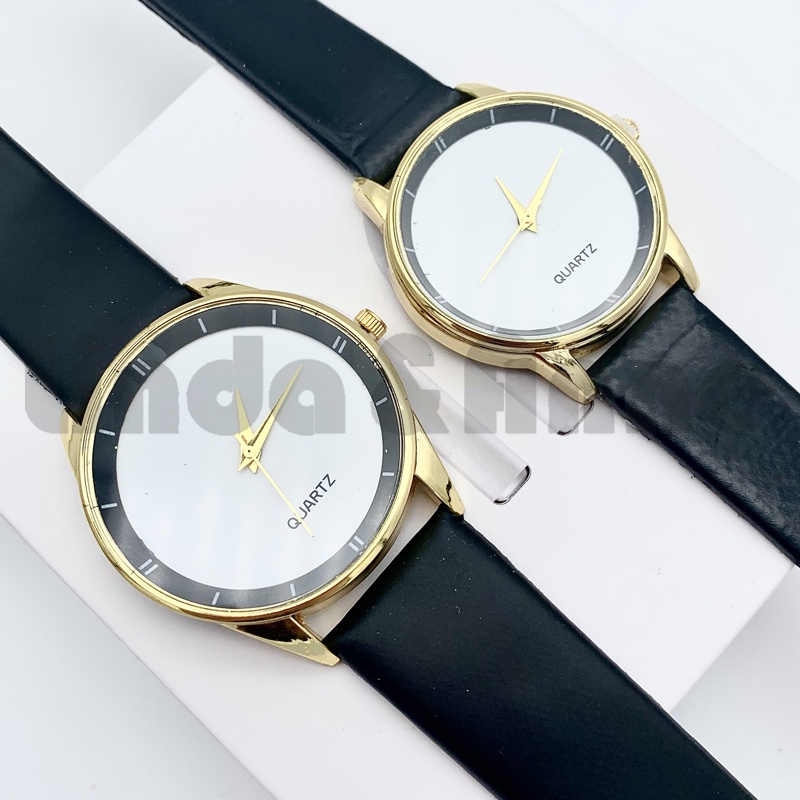 Jam Tangan Romawi Pria Dan Wanita Casual Analog Quartz Strap Pu Hitam Import