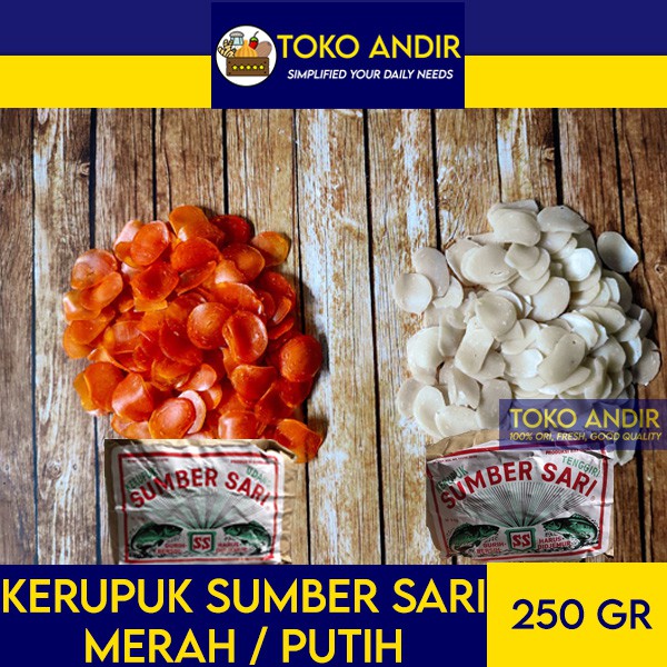 

Kerupuk Sumber Sari Merah (Udang) atau Putih (Tenggiri)