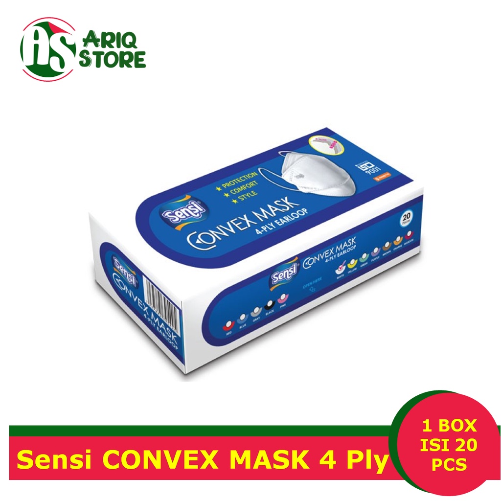 Sensi Convex Mask 4 Ply Earloop (Isi 20 Masker) - Masker Sensi Convex