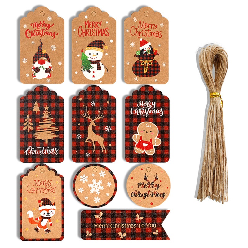 Zzz Set Tag Label Gantung Desain Snowman / Santa / Rusa Untuk Dekorasi Pohon Natal