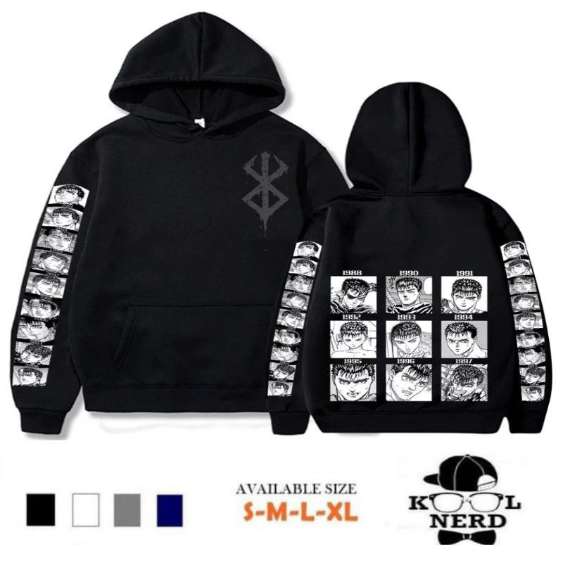 HOODIE JUMPER COSPLAY MANGA JEPANG BERSERK GUTS KARAKTER ANIME ~ READY SIZE S-XXL
