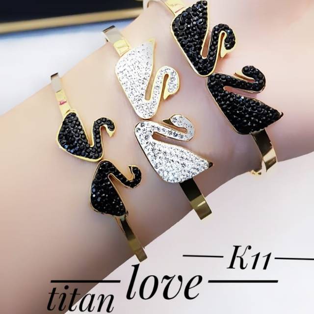 Gelang titanium lapis emas24K