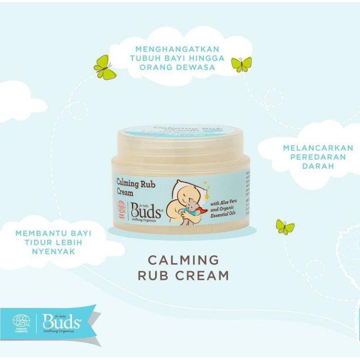 CBK - Buds Organics Calming Rub Cream 30ml With Aloe Vera &amp; Organic Essential Oils - Buds Soothing Organic