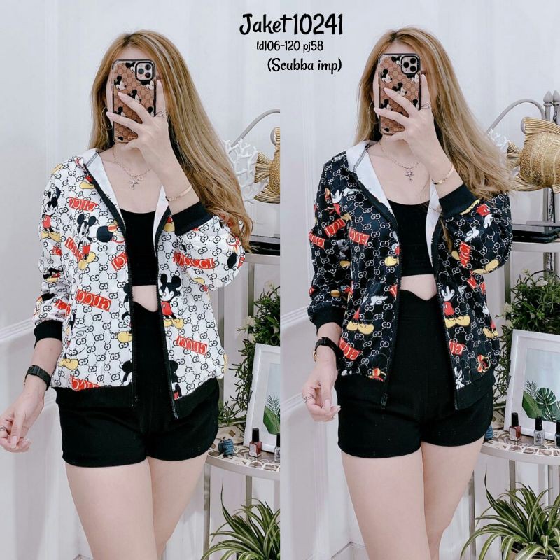 Jaket Wanita Import Bahan Scuba Mickey 10241