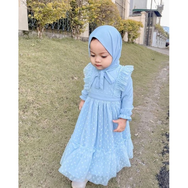 Gamis bayi biru Long dress bayi biru langit tutu premium