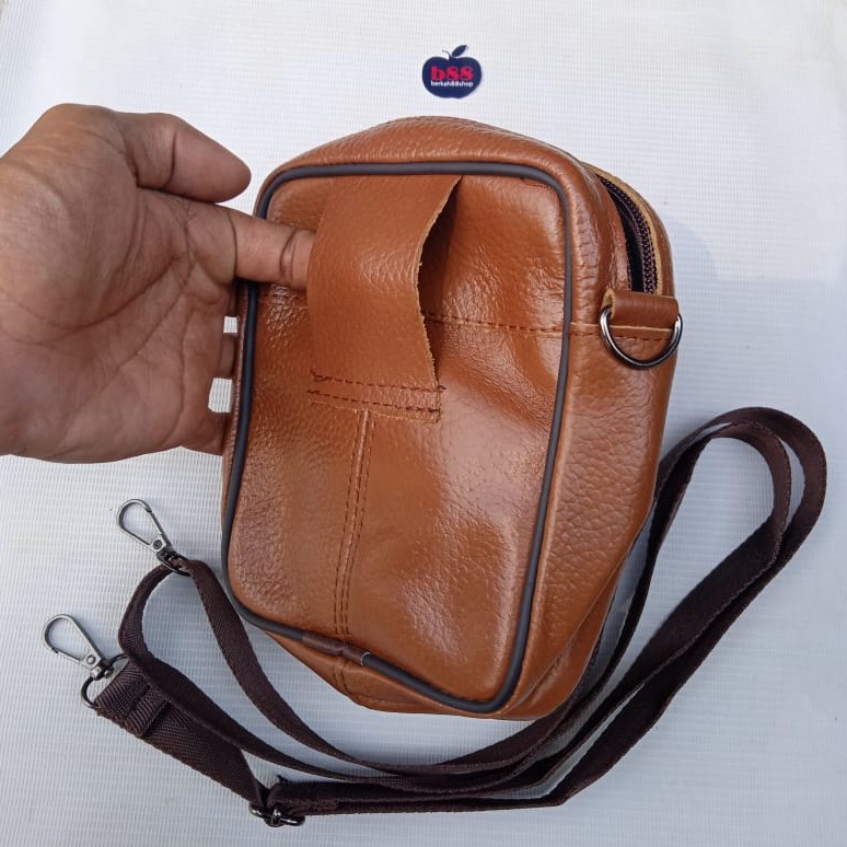 Tas Pria HP / Tas Selempang Pinggang Kulit Asli