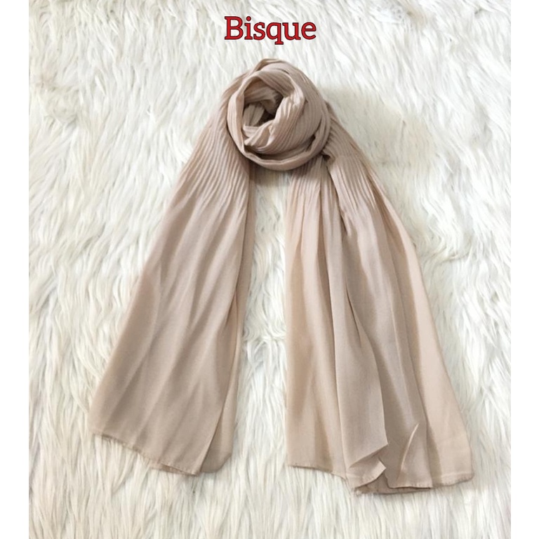 Premium PASHMINA PLISKET DUYUNG CERUTY Uno AZARA Ori Hijab Jilbab Pasmina 180x75cm-BISQUE