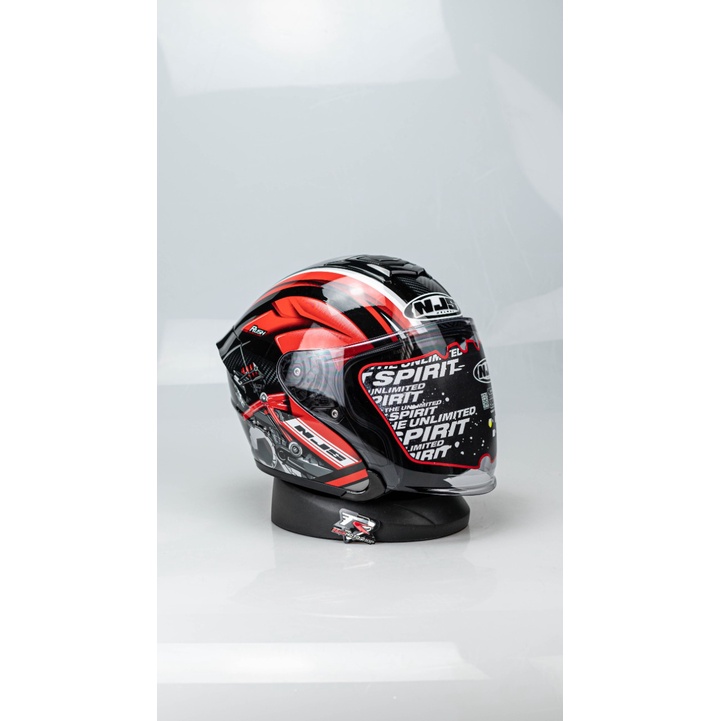 HELM MOTOR NJS KAIROZ RUSH BLACK RED HITAM MERAH H/M HALF FACE ORI SNI GLOSSY