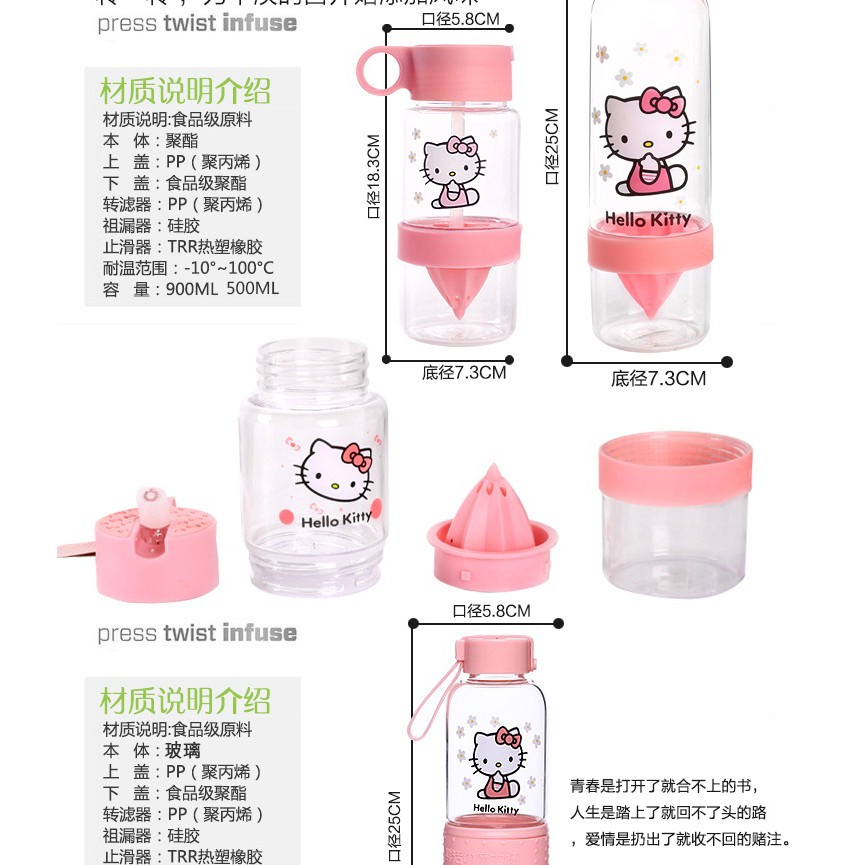 Botol Gelas Tempat Minum Peras Jeruk Hello Kitty