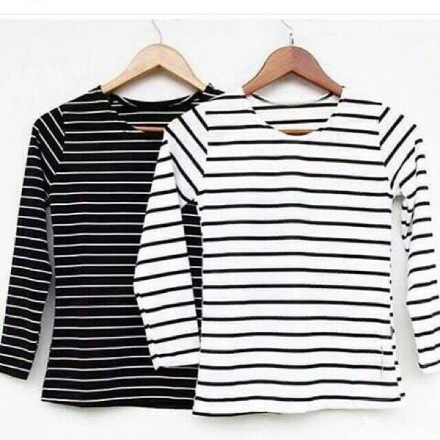  KAOS  STRIPE L BAJU  BELANG  PANJANG  LONGTSHIRT BAJU  MURAH 