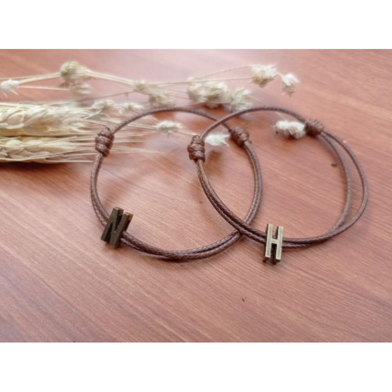 Gelang couple inisial nama tali hitam korea pasangan pria wanita bisa untuk persahabatan aksesoris cowok cewek-3