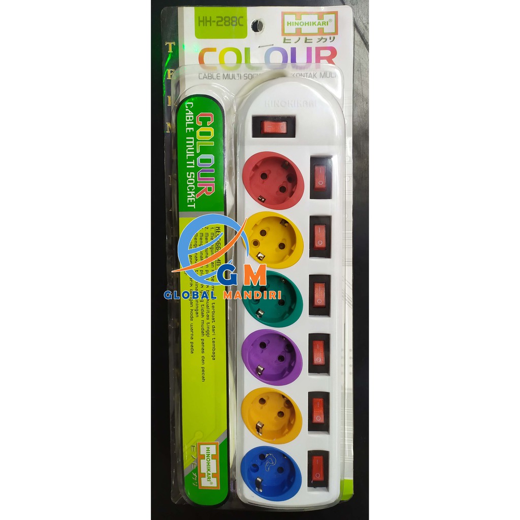 STOP KONTAK 6 LUBANG SAKLAR HINOHIKARI 1,8M HH-288C SNI (PROMO)