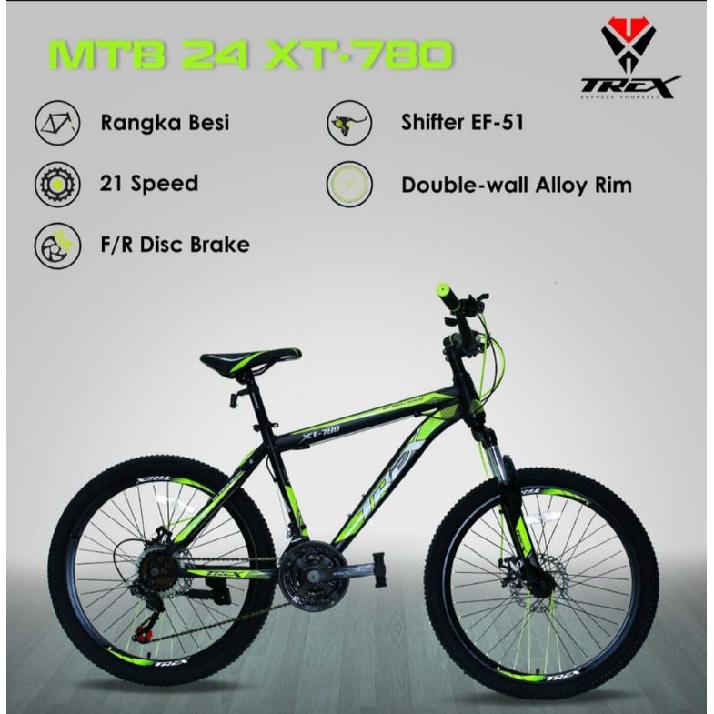 Sepeda MTB 24 inch Merk Trex XT-780