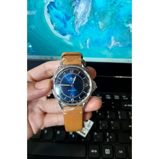MIDO Jam Tangan Pria Mido M040.407.16.040.00 Multifort Patrimony Automatic Blue dial brown Original