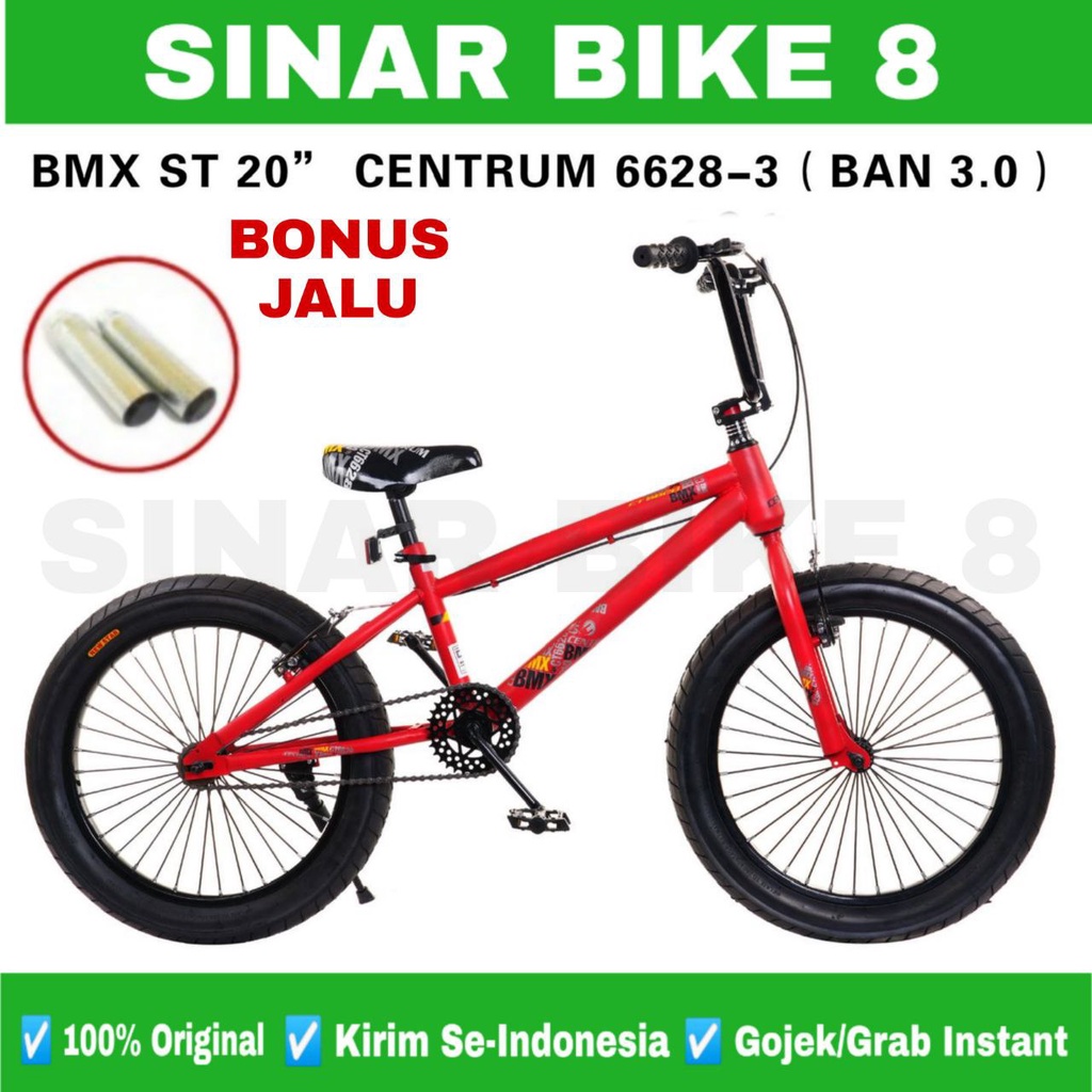 Sepeda Anak Laki Ukuran 20 Inch BMX CENTRUM CT 6628-3  Ban 2.40 kecil dan Ban 3.0 jumbo Bonus Jalu