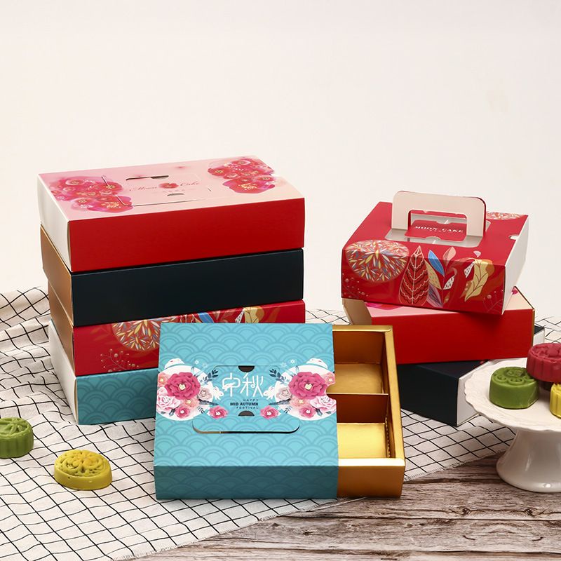 KOTAK KUE MOONCAKE TENTENG SEKAT 4/6 MOTIF BUNGA 50-75GR MCB-19