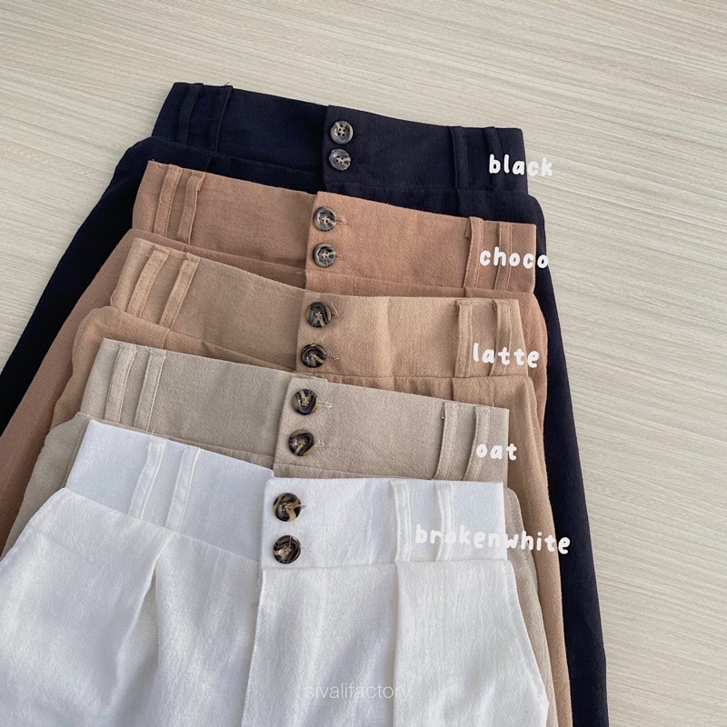 SIVALI Celana Linen Highwaist Bahan Linen Premium Angel 2244 - Linen Pants - Celana Kantor