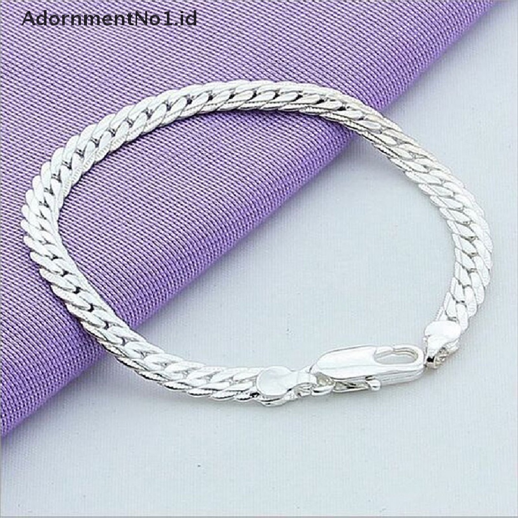 (AdornmentNo1) Gelang Rantai Ular Lapis Silver Lebar 5mm Untuk Pria