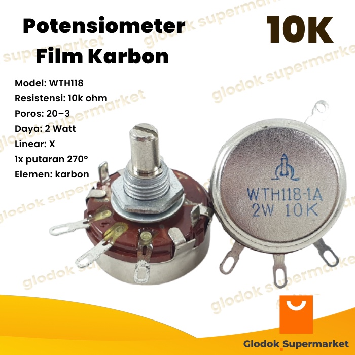 Potensio Meter WTH118-1A 10K 2w WTH-118 2 Watt