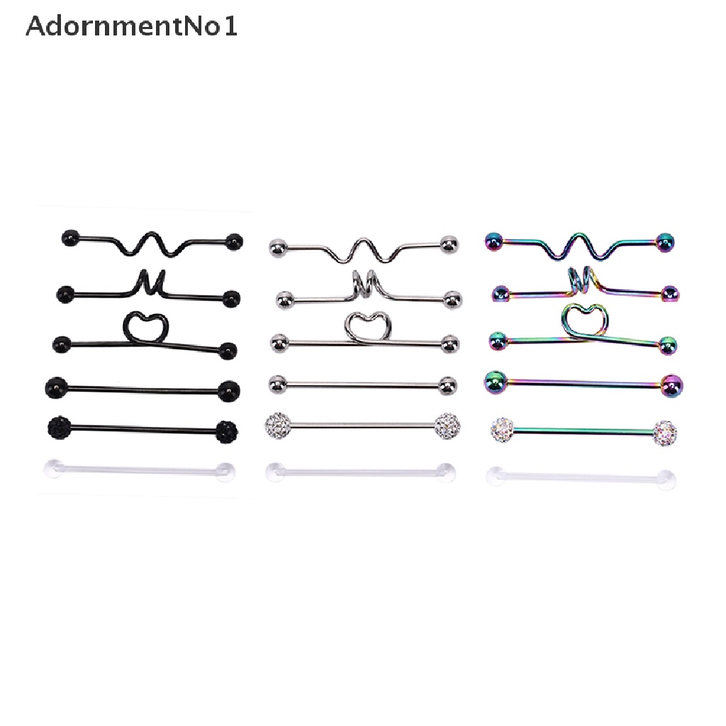 (AdornmentNo1) 6pcs / Set Anting Tindik Tulang Rawan Telinga Bentuk Barbel Bahan Stainless Steel