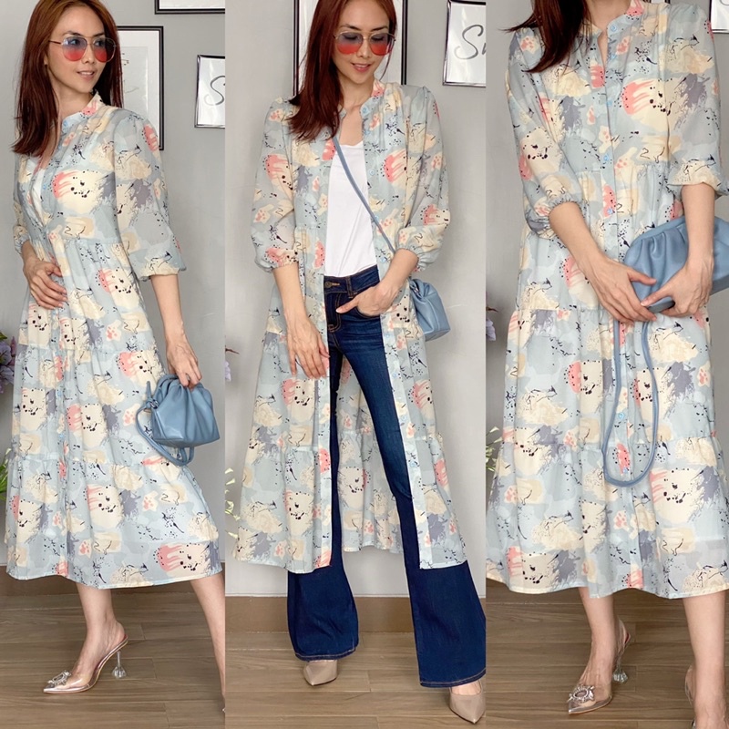dress outer sifon wanita motif cantik