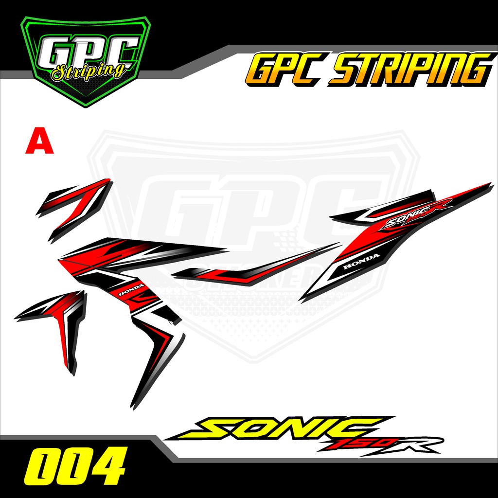 Sticker Striping sonic merah putih hitam -decal Stiker setriping Variasi List Motor GPC-004