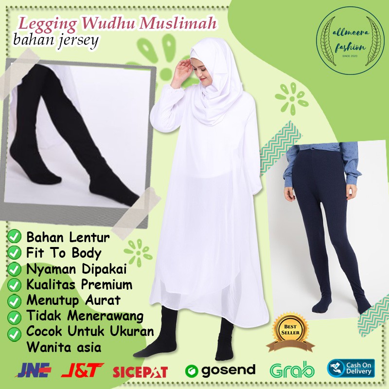 Celana Lejing Wudhu Wanita Muslimah Legging Pants olahraga Panjang Jumbo Leging Dalaman Gamis Hitam