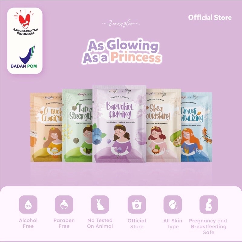[AGEN RESMI JOGJA] BPOM CLAY MASK QUEENZY SKIN X ZIMMY GLOW WASH OFF MASK / Masker Wajah Quinzy Skin