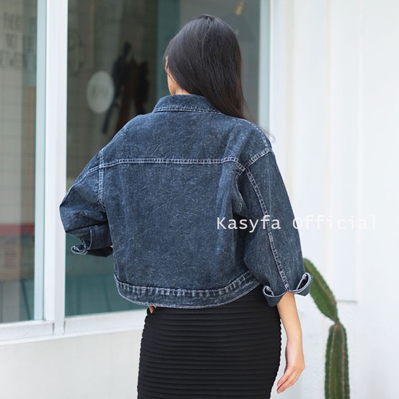 VEKSA JAKET CROP JEANS OVERSIZE POCKET