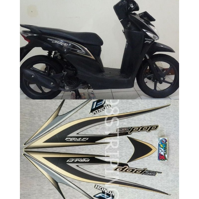 STIKER STRIPING LIS STANDAR ORI NEW HONDA BEAT POP IDLING STOP HITAM TAHUN 2015