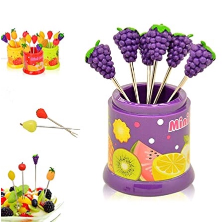 Garpu buah Garpu Mini Garpu Kue Stainless Tusuk buah MINI FRUITS FORK BOX - Motif Buah