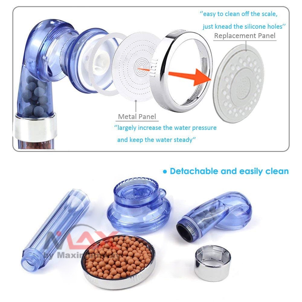 Kepala Shower dengan Anion Ball perawatan kulit lebih segar vulcanization ball menyaring racun dalam kandungan air perawatan kulit lebih halus Bath Shower Head 3 Modes Adjustable Showerhead Jetting Shower Head High Pressure Saving Water Bathroom Filter