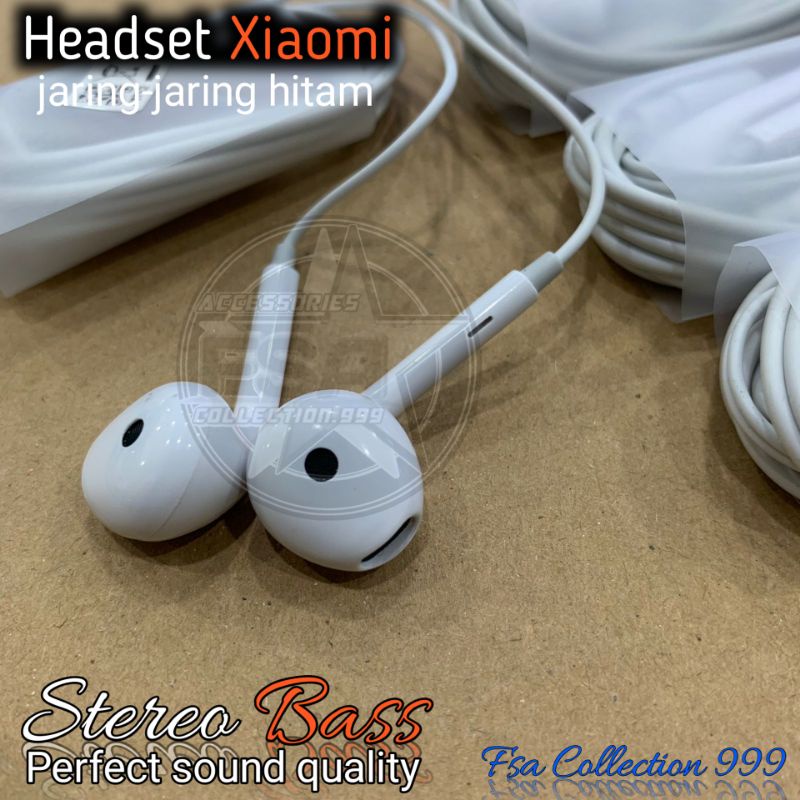 Headset Xmi Ori Bass stereo rdmi 3 4a 4x note 4 note 5 5A note 7 note 8 9 Pro 9A 9C 9T 10A 10C poco M3 X3 F3(jaring hitam)