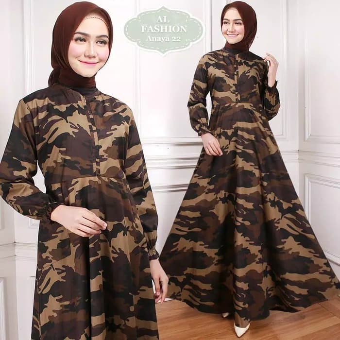 Baju Gamis Wanita Terbaru Gamis Anaya Army Coklat Berkualitas