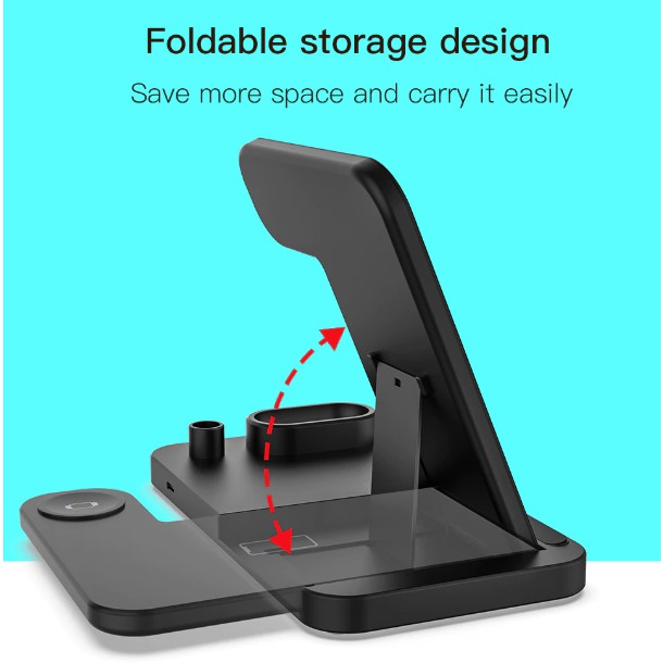 Keysion Charging Wireless 4 In 1 Untuk iPhone Apple Watch Airpods dan Android Samsung Xiaomi Huawei