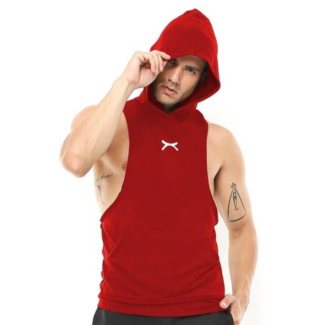 FVS-002MR Sleeveless hoodie sport fitness FLEX merah