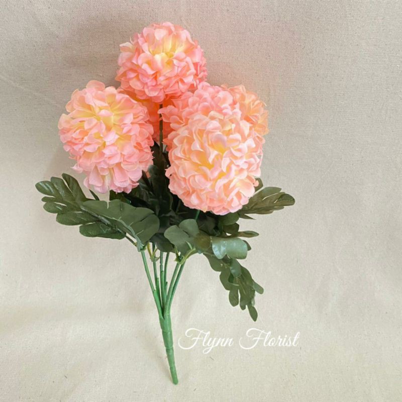 Bunga Seruni Ball X6 (satuan) Bunga Artificial / Bunga Plastik / Bunga Dekorasi / Pernikahan-Blewah