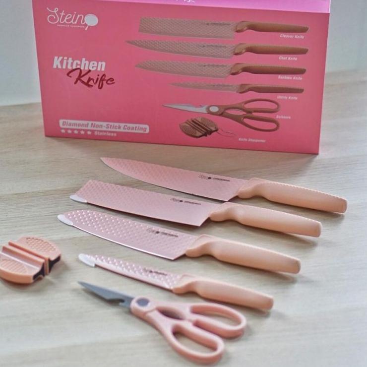 ム STEIN STEINCOOKWARE PISAU DIAMOND KNIVES SET 6 IN 1 - PISAU DAPUR KERAMIK CERAMIC KNIFE ☽
