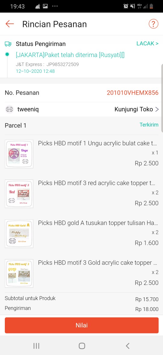 Picks Hbd Motif 3 Red Acrylic Cake Topper Tusukan Kue Happy Birthday Papan Warna Merah