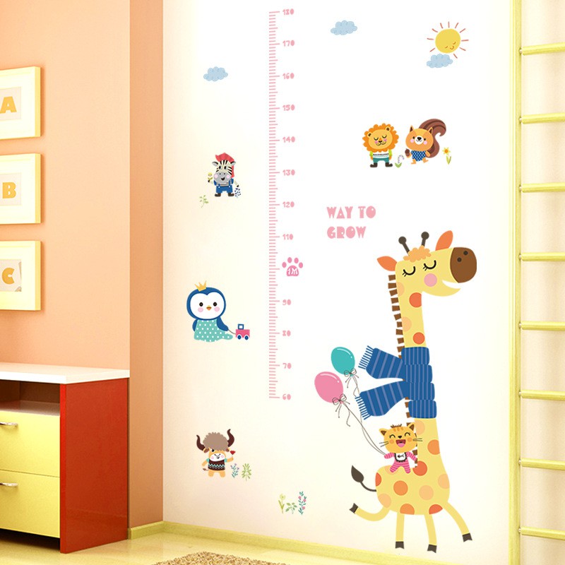 RELIZA WALL STICKER TINGGI BADAN HEWAN JERAPAH GROW UP ANIMAL STIKER DINDING SK9165