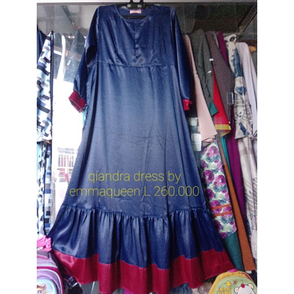 qiandra gamis dress by emmaqueen L biru dongker