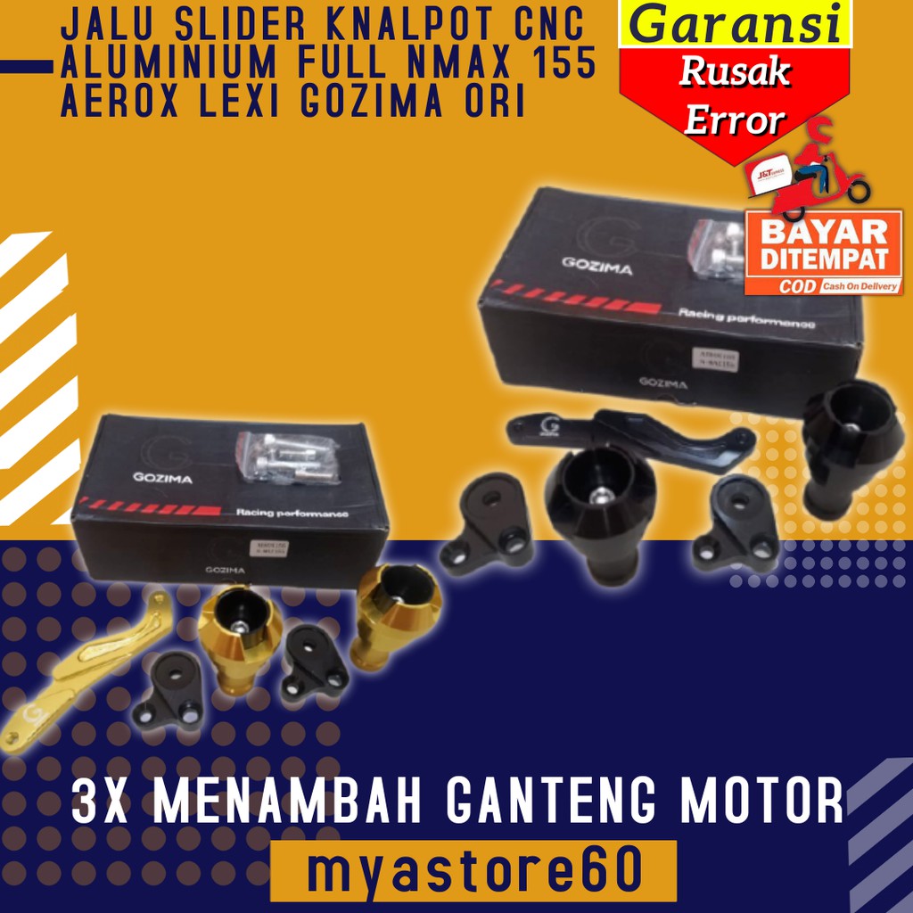 Jalu Slider Knalpot Kenalpot CNC Aluminium Full Aksesoris Nmax N max155 Aerox Lexi GOZIMA ORI