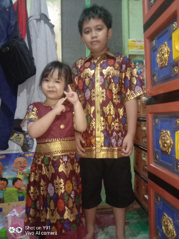 Qnunbatik Sarimbit/couple Batik Anak Dress/kemeja Santika Prodo